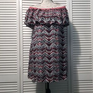 Sanctuary Stella Off the Shoulder Mini Dress Women's Small‎ Bright Maasai Print